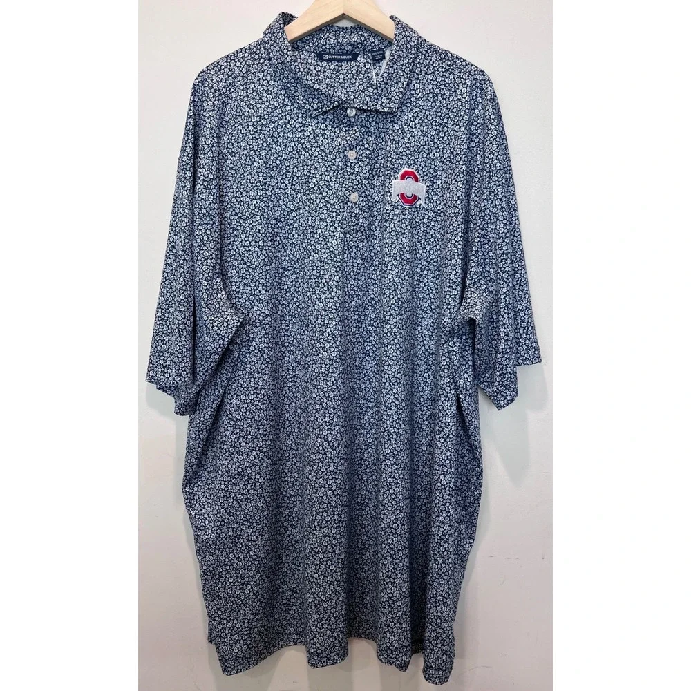 Cutter Buck Mens 3XT College Logo‎ Floral Print Performance Polo Shirt